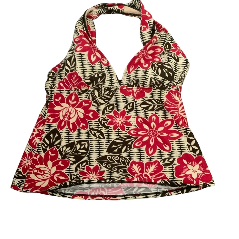 Y2K La Blanca by Rod Beattie Swim Halter Neck Tankini Top ONLY Floral Size 6